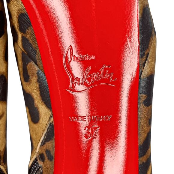 Christian Louboutin Bianca Leopard Print Platform Booties 120 Size EU 37 US 7 - Picture 10 of 10